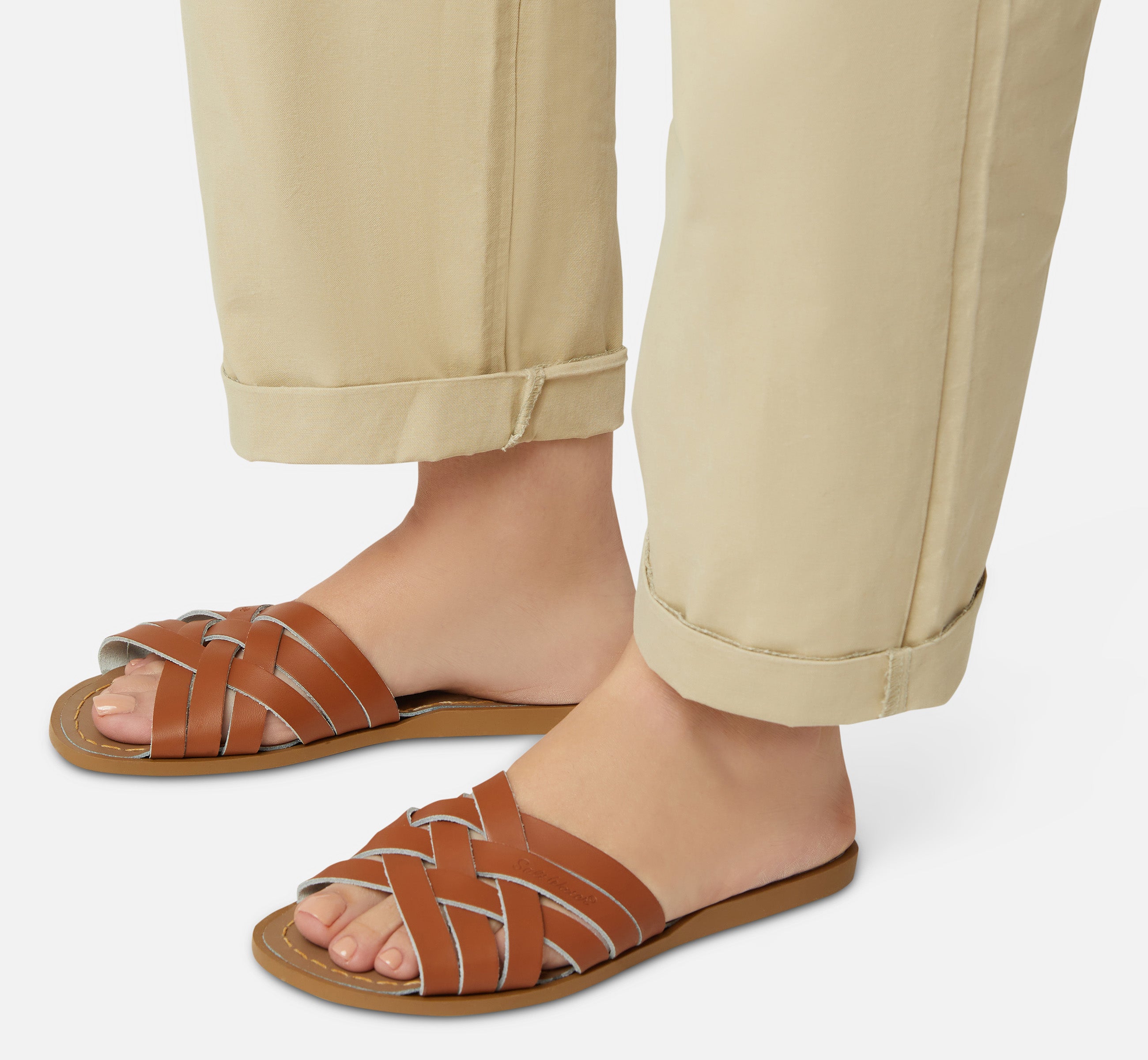 Retro Slide Tan Womens Sandal - Salt-Water Sandals Asia