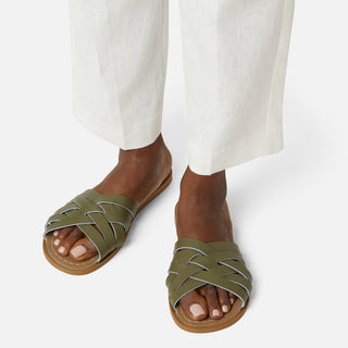 Retro Slide Olive Womens Sandal - Women's Green Sandals - Salt-Water Sandals Asia