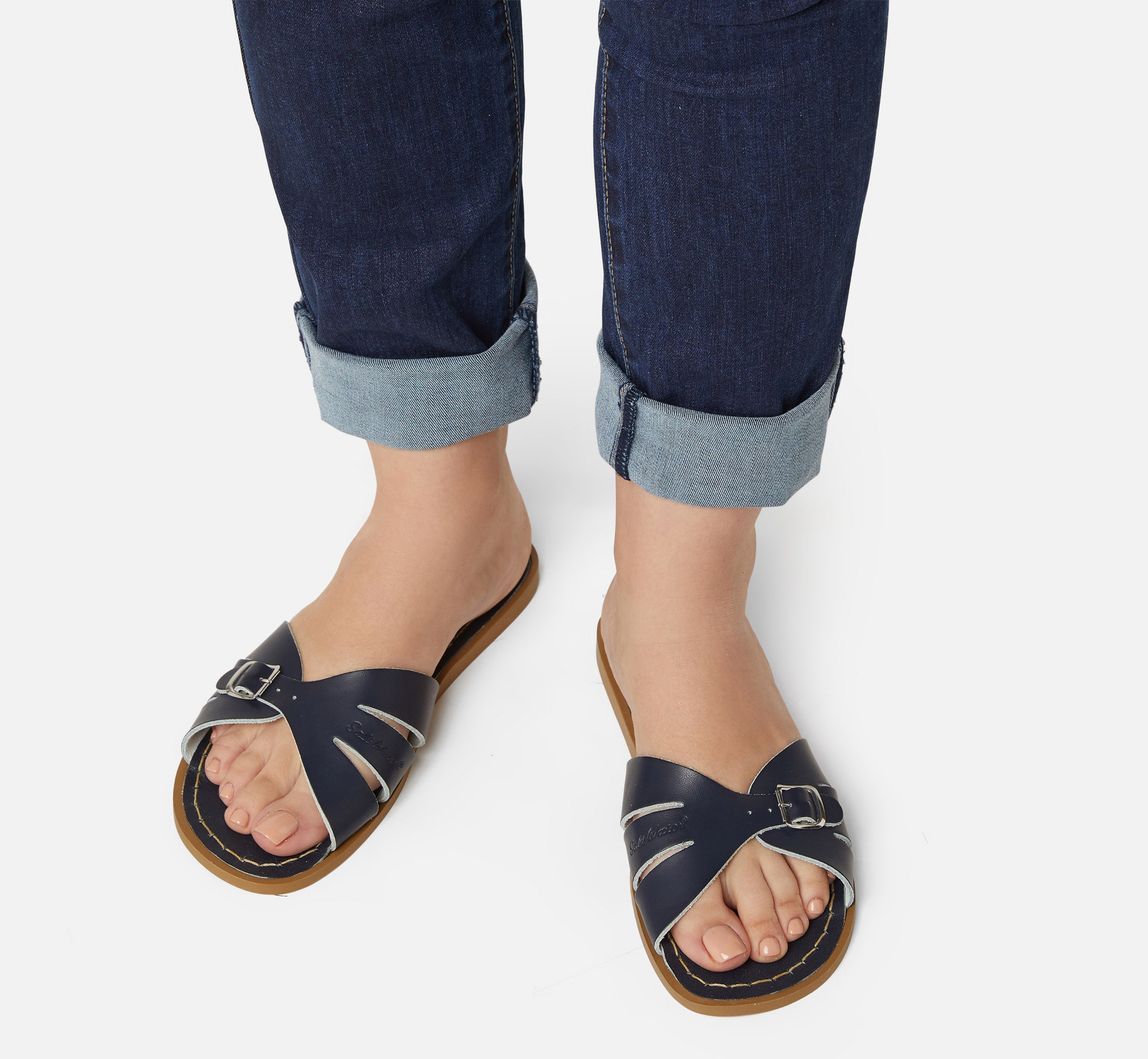 Classic Slide Navy Kids Sandal - Salt-Water Sandals Asia